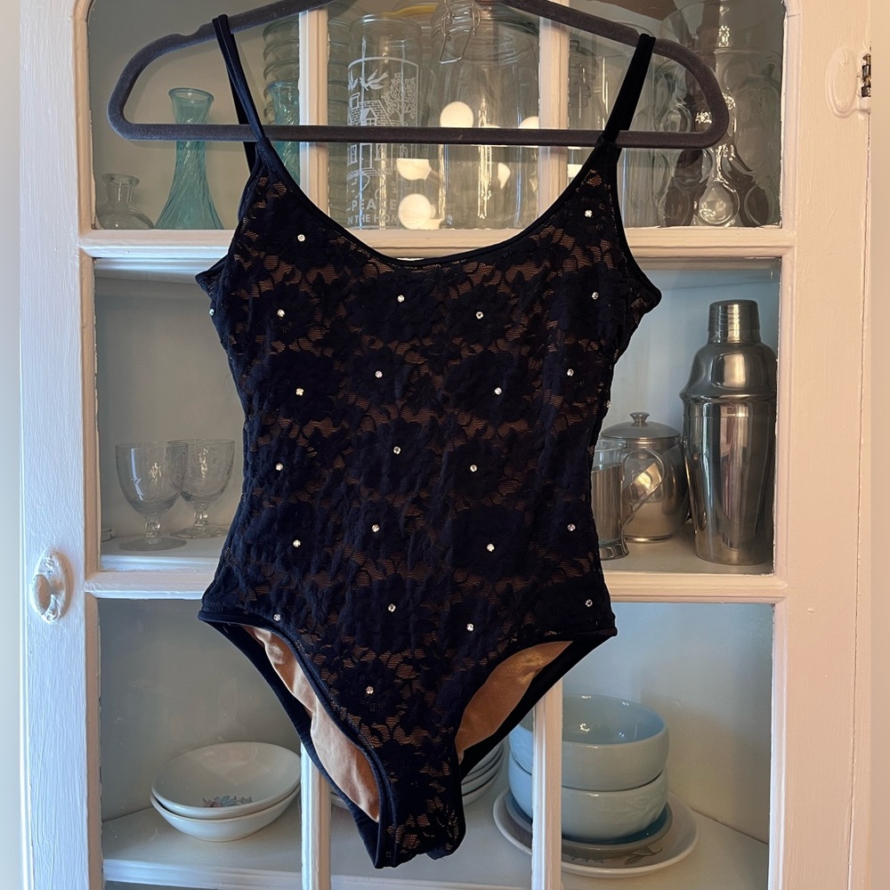 Vintage Rhinestone Lace Leotard